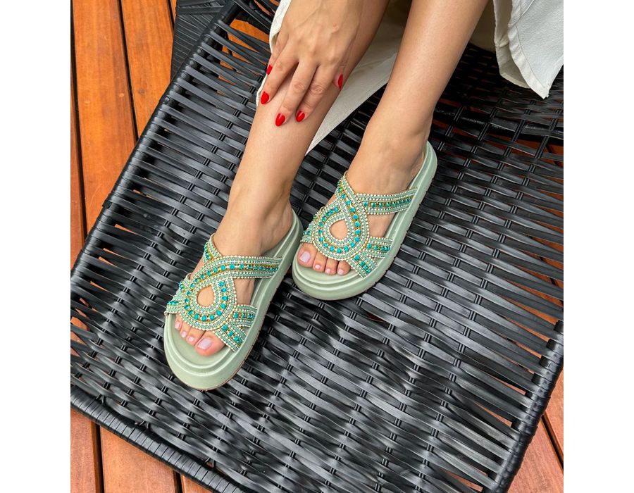 Flatform Pati Verde Menta | KUENTO SHOES