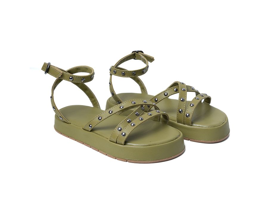 Sandália Flatform Vanessa Verde Oliva | KUENTO SHOES